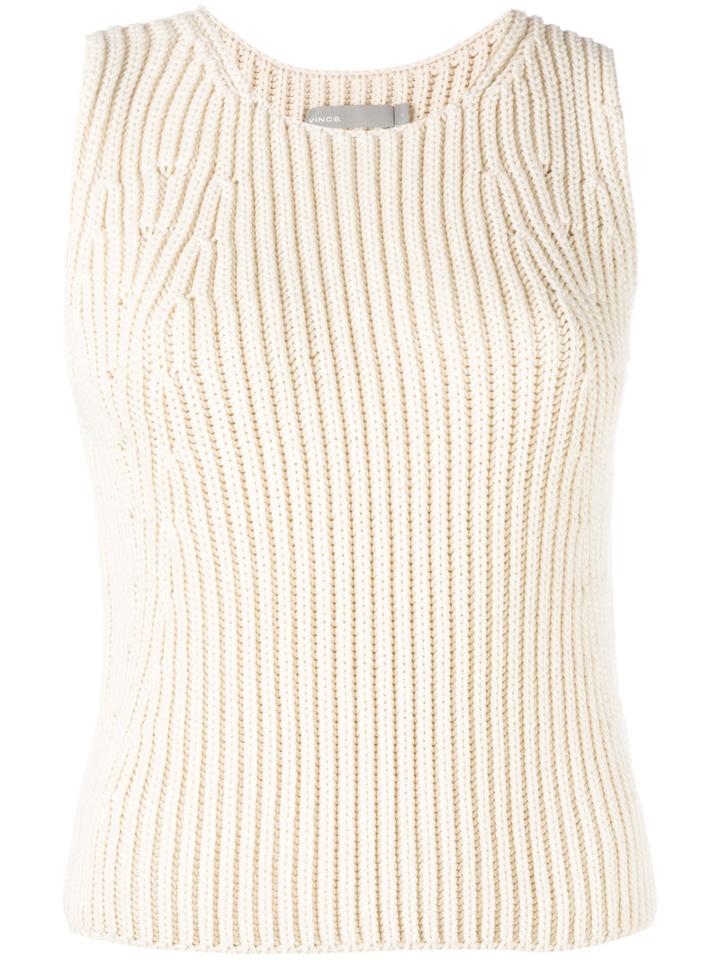 Vince - Ribbed-knit Top - Women - Cotton/polyamide - M, Nude/neutrals, Cotton/polyamide