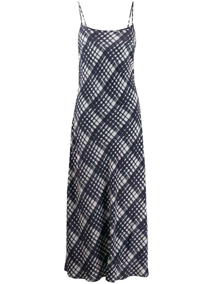 Rixo Plaid Print Slip Dress - Blue