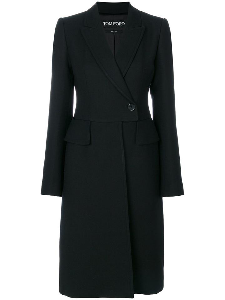Tom Ford - Single Breasted Coat - Women - Silk/spandex/elastane/virgin Wool - 42, Black, Silk/spandex/elastane/virgin Wool