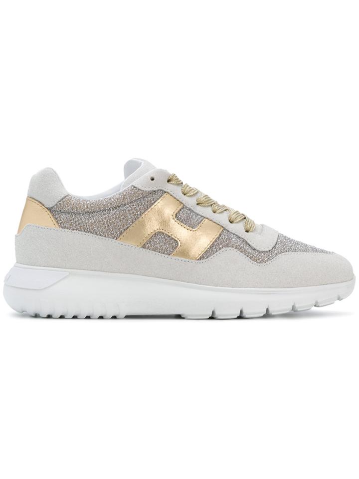 Hogan Lace-up Logo Sneakers - Metallic