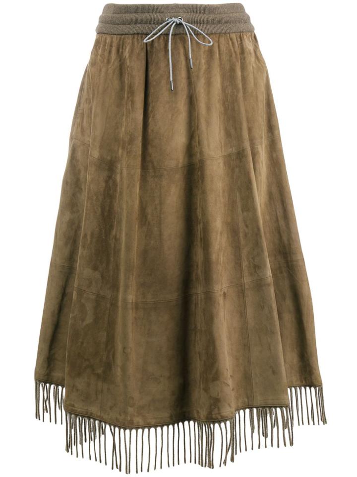 Fabiana Filippi Fringed Hem Full Skirt - Brown