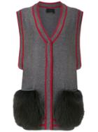 Andrea Bogosian Knit Vest With Furry Pockets - Grey