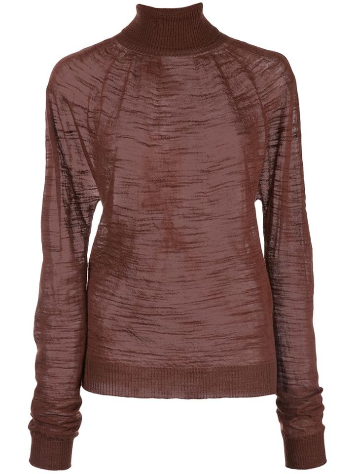 Lemaire Sheer Knit Roll Neck Sweater - Brown