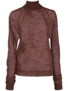 Lemaire Sheer Knit Roll Neck Sweater - Brown