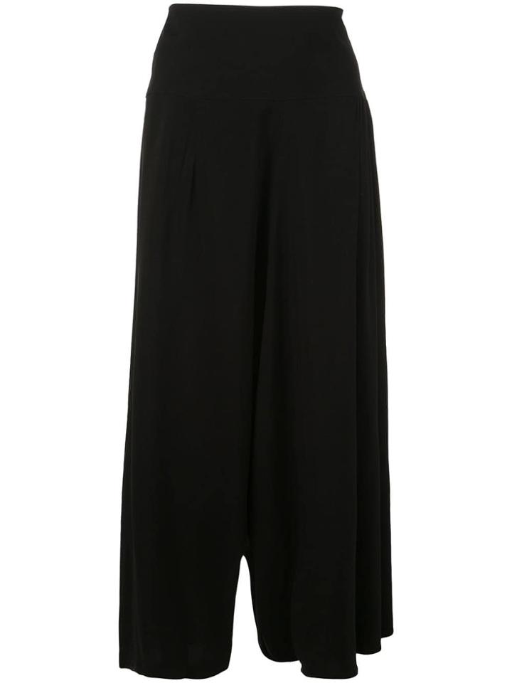 Yohji Yamamoto Wide Leg Cropped Trousers - Black