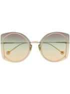 Salvatore Ferragamo Eyewear Gradient Oversized Frame Sunglasses - Gold
