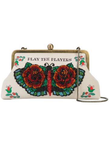 Sarah's Bag Floral Embroidered Clutch - Nude & Neutrals