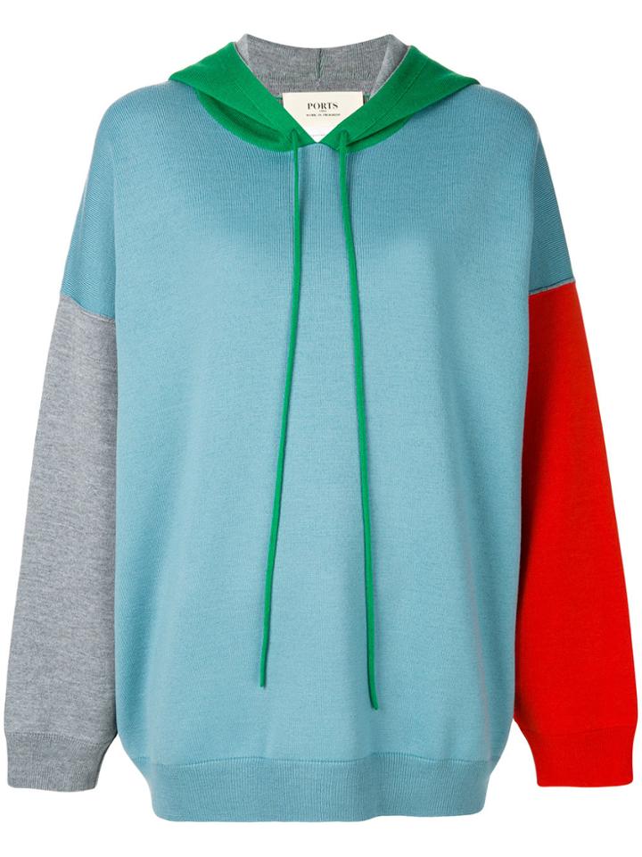Ports 1961 Color-blocked Hoodie - Blue