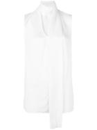 Michael Michael Kors Tied Neck Sleeveless Blouse, Women's, Size: Medium, White, Silk/polyester