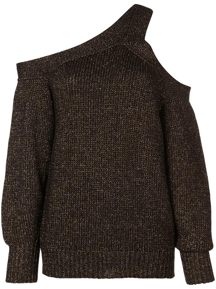 Nude Knitted Cold Shoulder Top - Black