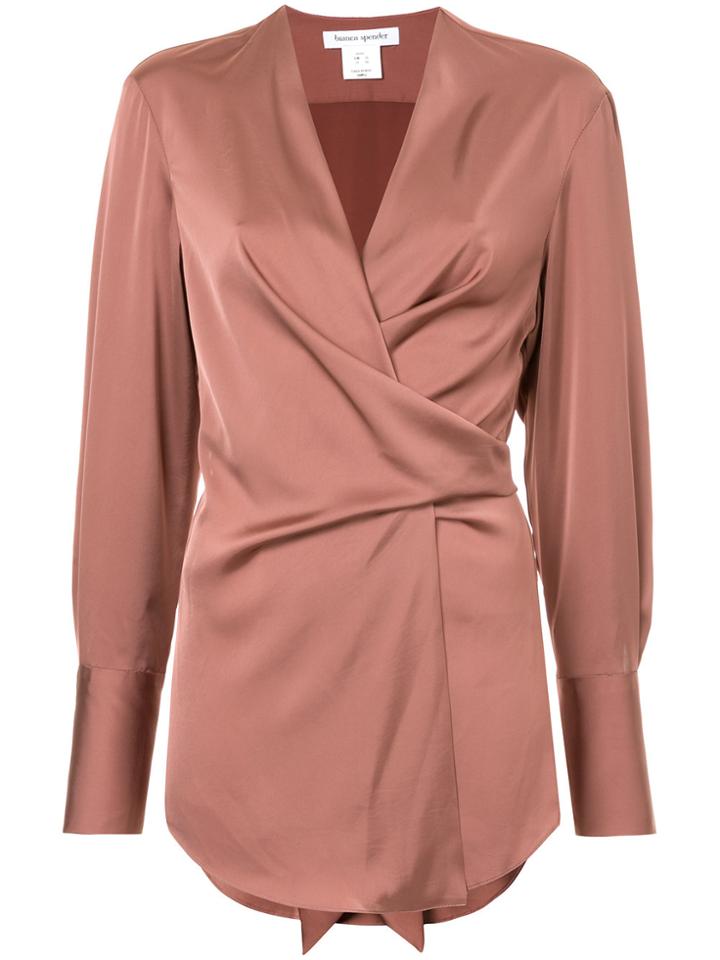Bianca Spender Wrap Blouse - Brown