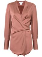 Bianca Spender Wrap Blouse - Brown