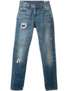 Levi's Shredded Trim Cropped Jeans - Blue