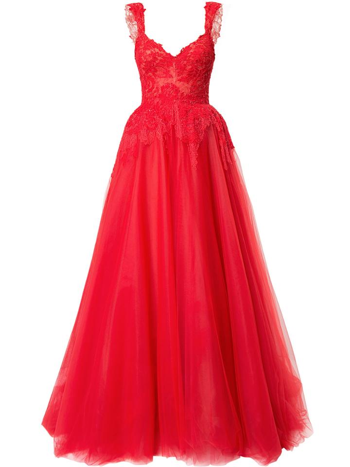 Monique Lhuillier Lace-embroidered Flared Ball Gown