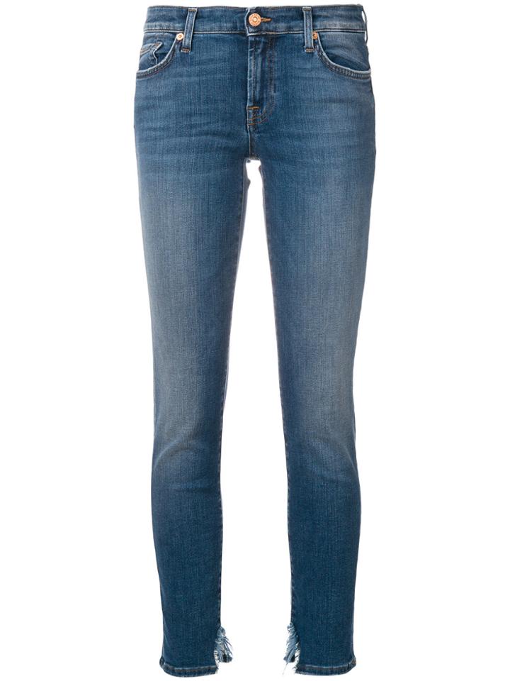 7 For All Mankind Distressed Hem Slim-fit Jeans - Blue