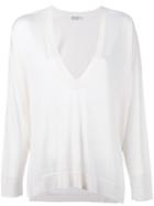Brunello Cucinelli V-neck Jumper, Women's, Size: Xl, White, Cashmere/silk