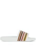 Paul Smith Signature Stripe Slides - White