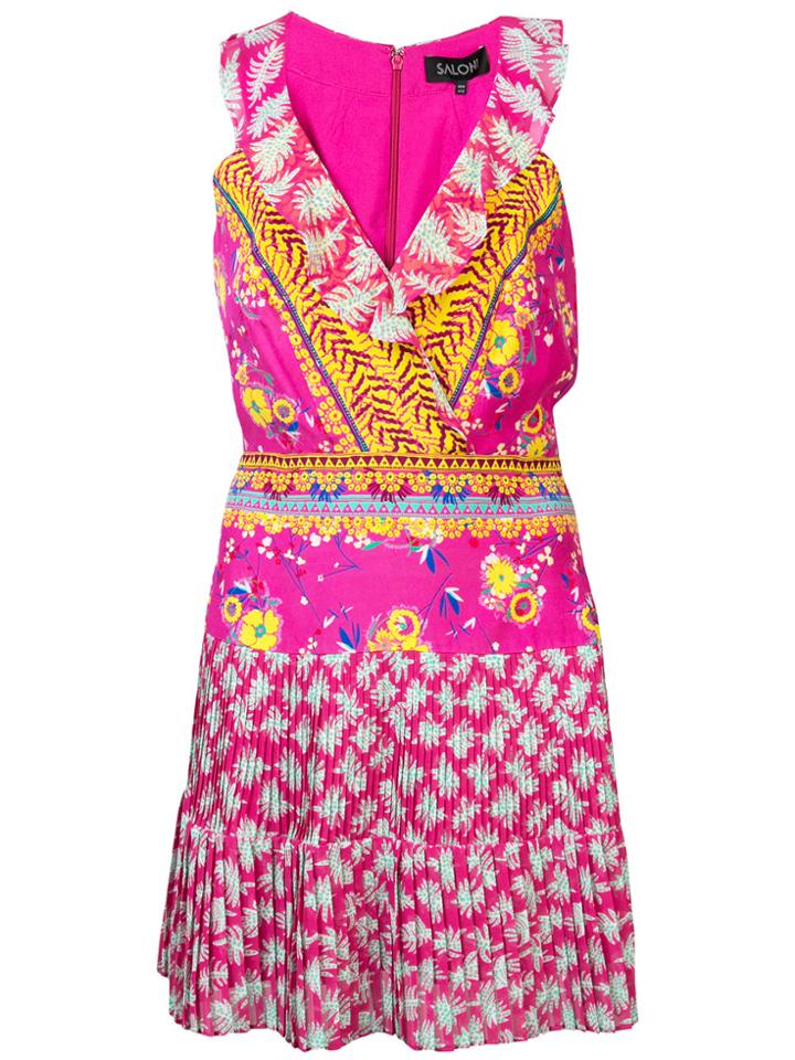 Saloni Flared Day Dress - Pink & Purple