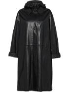 Prada Midi Leather Coat - Black