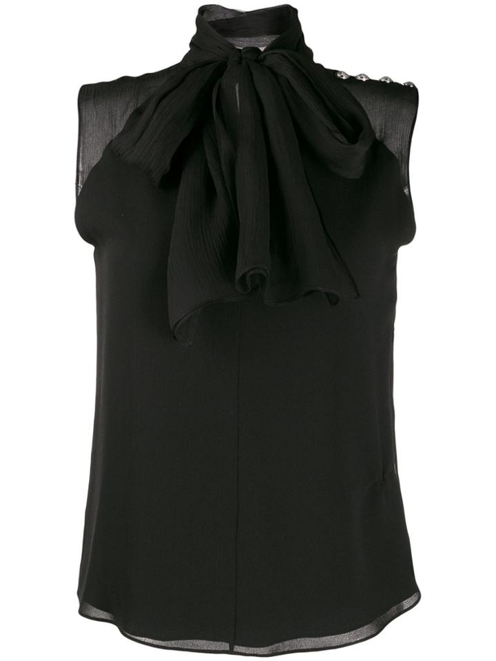 Balmain Tied Neck Vest - Black