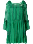 Alberta Ferretti Embroidered Flared Dress - Green