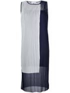 Le Ciel Bleu Pleated Block Colour Dress - Blue