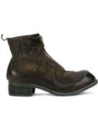 Guidi Zip-up Distressed Boots - Brown
