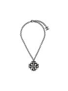 Chanel Vintage Embellished Cross Necklace - Metallic
