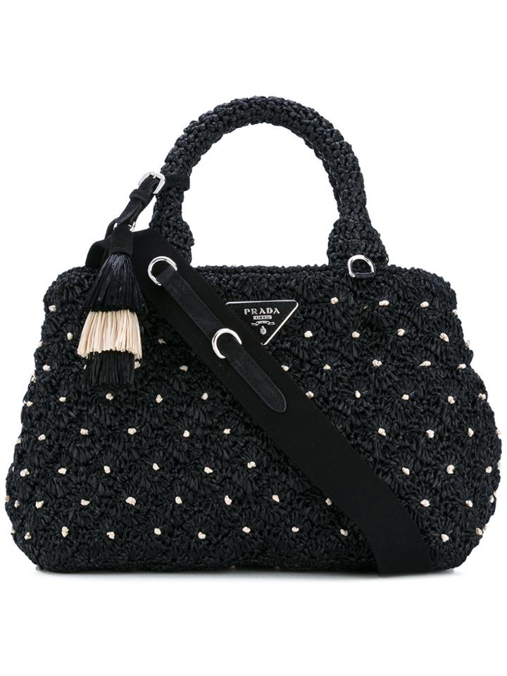 Prada Raffia Tote - Black