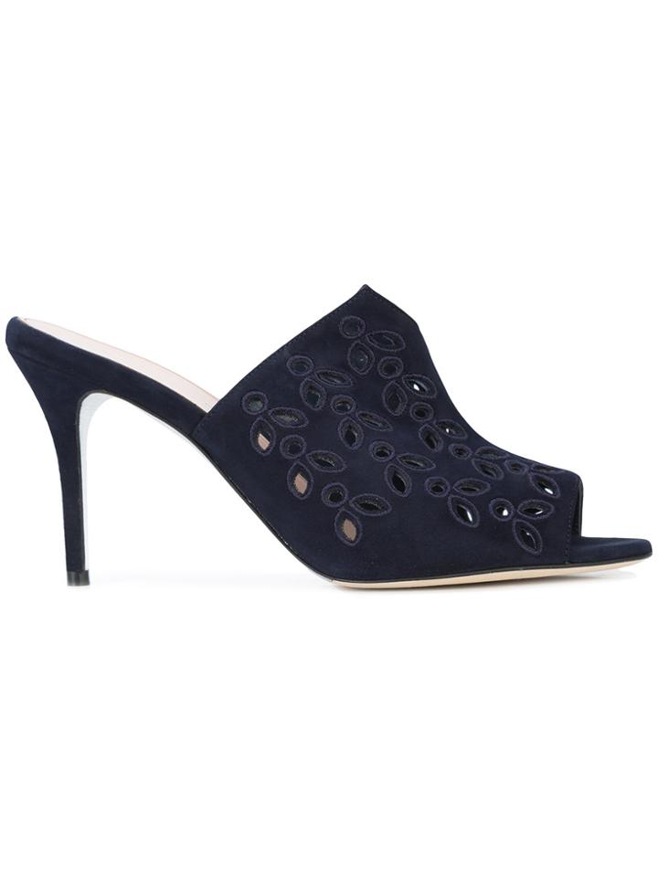 Oscar De La Renta Ellery Laser Cut Mules - Blue