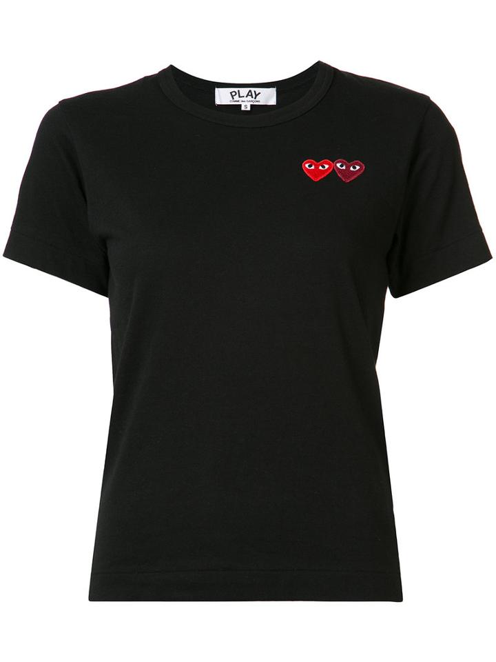 Comme Des Garçons Play Embroidered Heart T-shirt, Women's, Size: Medium, Black, Cotton