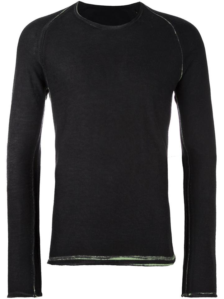 Label Under Construction Crew Neck Jumper, Men's, Size: Medium, Black, Silk/cashmere