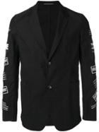 Yohji Yamamoto Branded Patch Sleeve Jacket, Men's, Size: 4, Black, Cotton