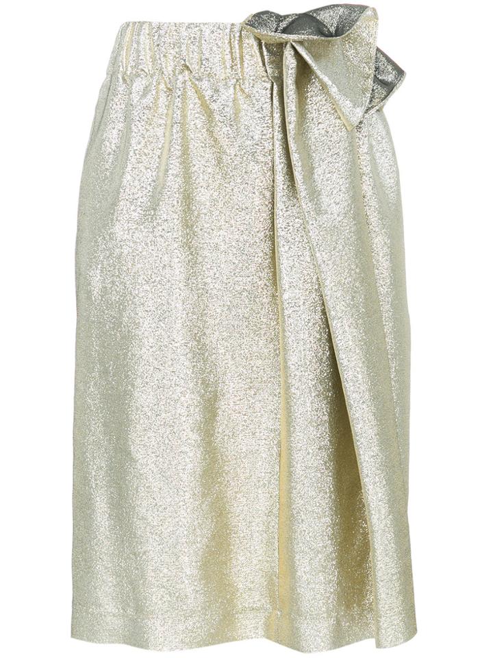 Stella Mccartney Gold Wrap Knee Length Skirt - Metallic