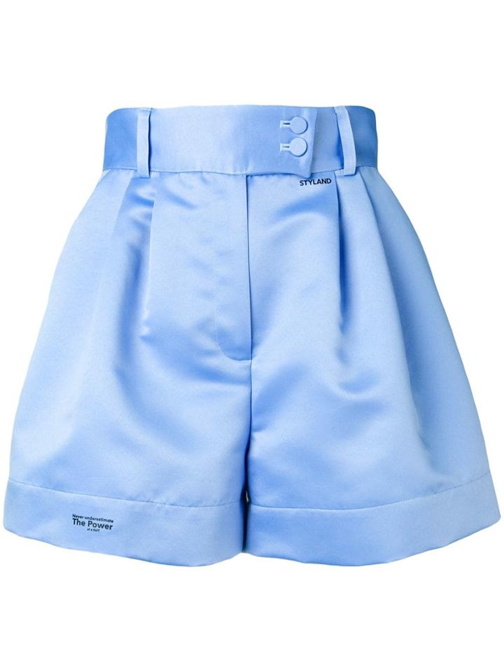 Styland Flared High-waisted Shorts - Blue