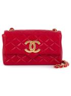 Chanel Vintage Logo Plaque Shoulder Bag, Women's, Red