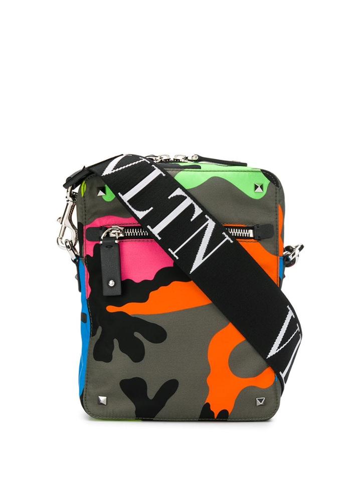 Valentino Camouflage Print Messenger Bag - Green