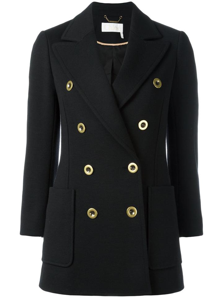 Chloé Military Jacket, Women's, Size: 36, Black, Virgin Wool/cotton/spandex/elastane