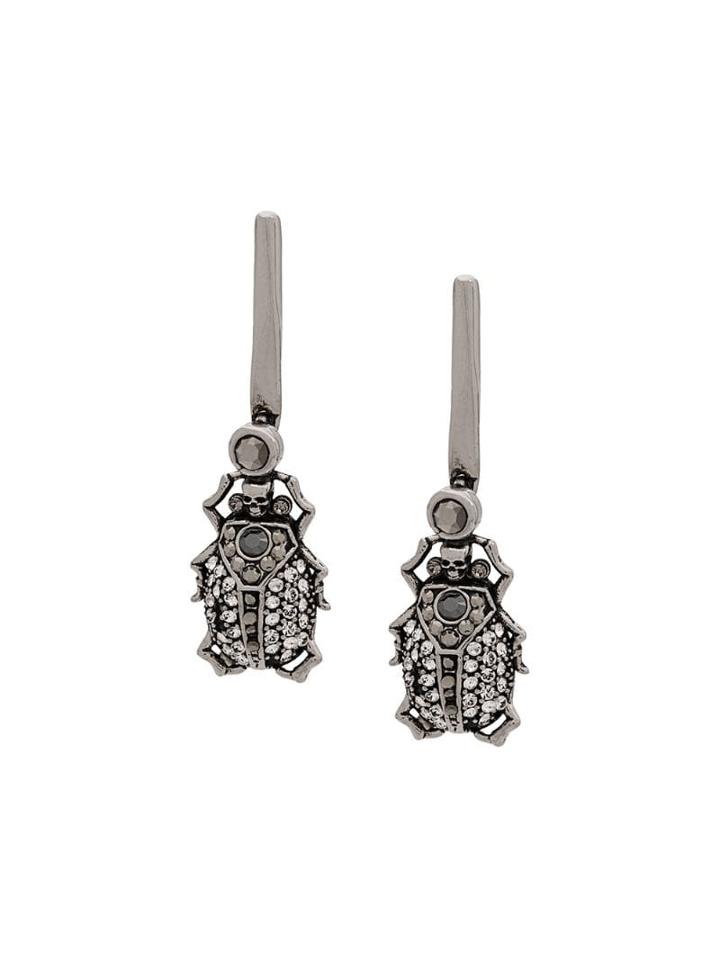 Alexander Mcqueen Beetle Drop Earrings - Silver