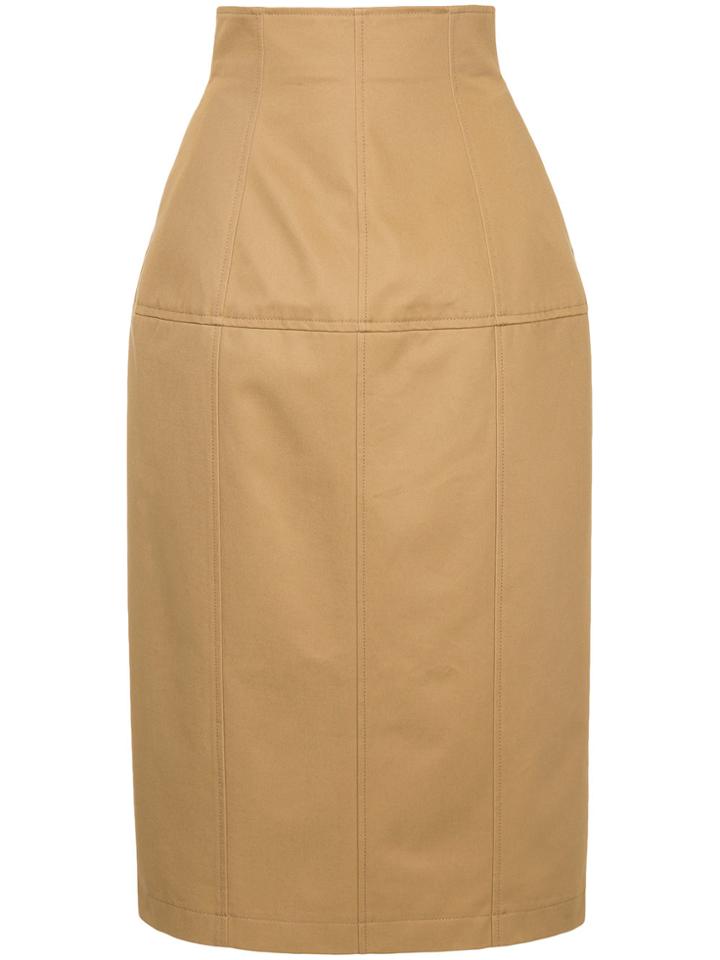 Le Ciel Bleu Stitch Detail High Waisted Skirt - Nude & Neutrals
