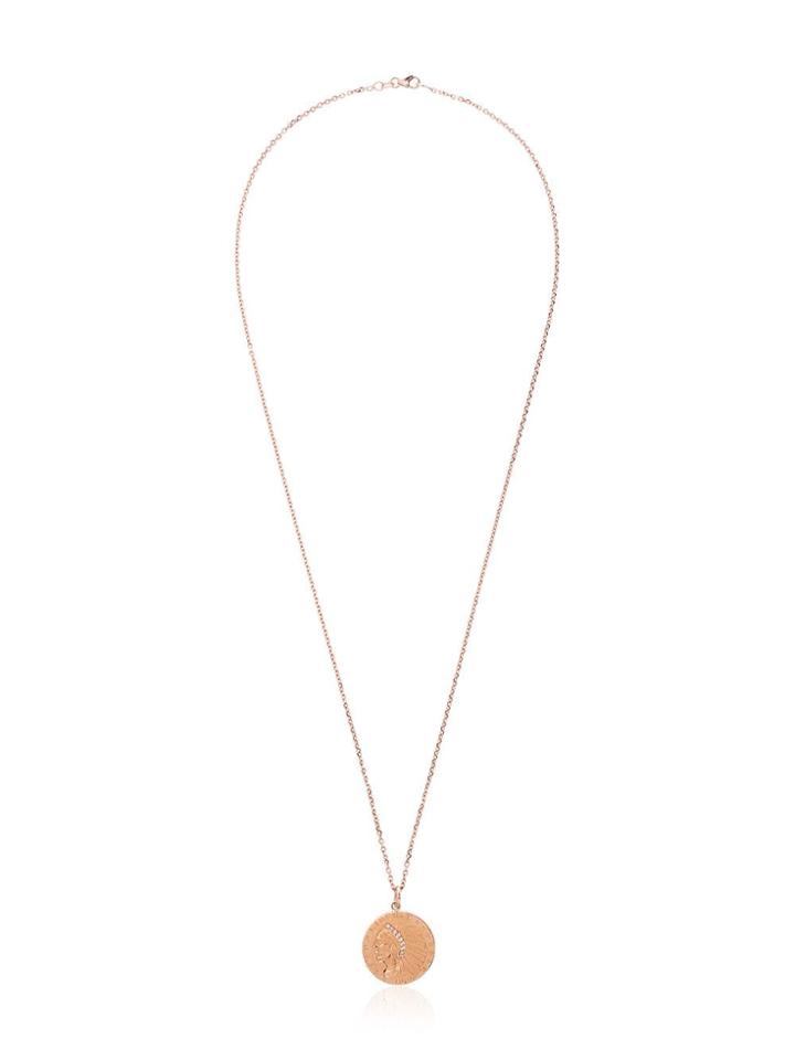 Shay Rose Gold Coin Pave Diamond Necklace - Metallic