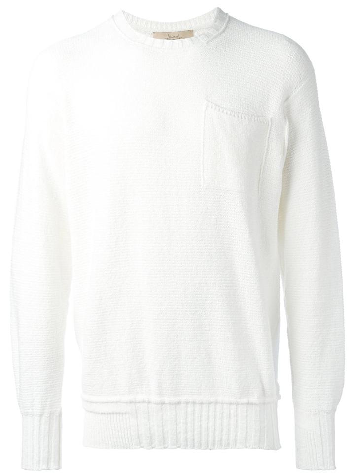 Maison Flaneur Chest Pocket Jumper, Men's, Size: 52, White, Cotton