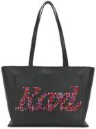 Karl Lagerfeld Pixelated Logo Tote - Black