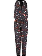 Andrea Marques V-neck Jumpsuit, Women's, Size: 40, Blue, Silk/viscose