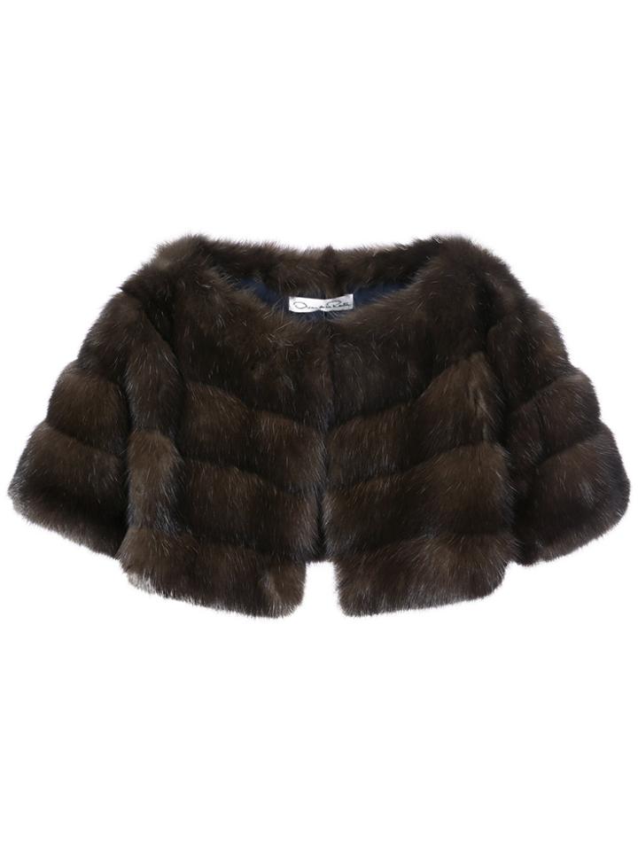 Oscar De La Renta Cropped Jacket - Brown