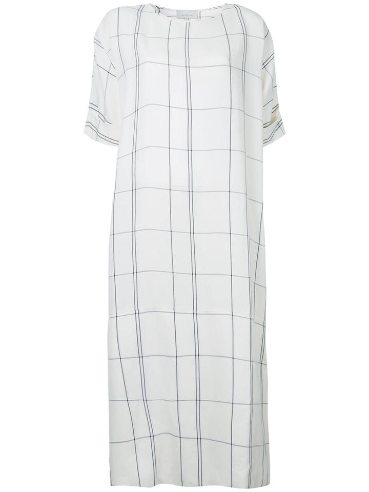 Checked Dress - Women - Linen/flax/viscose - 2, White, Linen/flax/viscose, Studio Nicholson