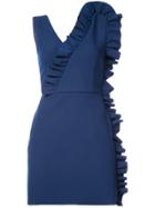 Msgm Fitted Sleeveless Ruffle Dress - Blue