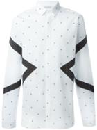 Neil Barrett Geometric Paneled Shirt, Men's, Size: 38, White, Cotton