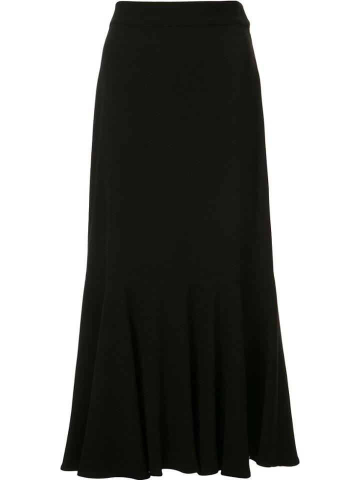Co Ruffled Hem Midi Skirt - Black