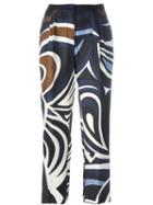 Moncler Pattern Print Trousers, Women's, Size: 40, Brown, Silk